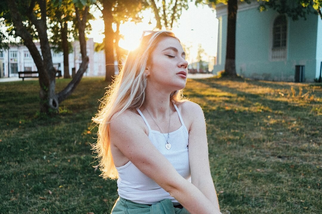 woman practicing deep breathing