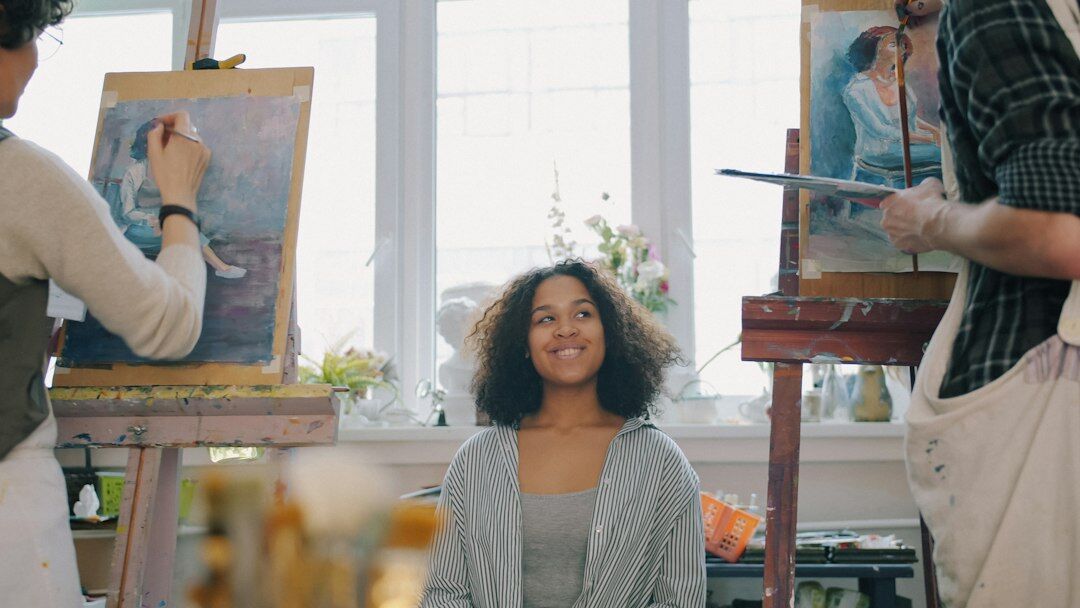 confident woman in workshop