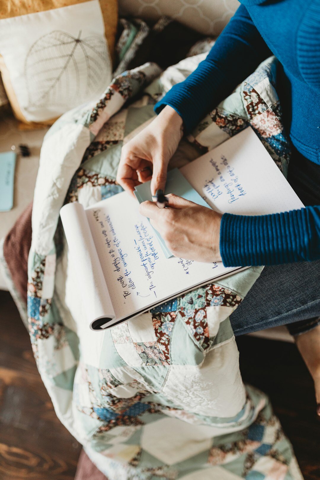 Brazilian woman journaling and reflecting at home