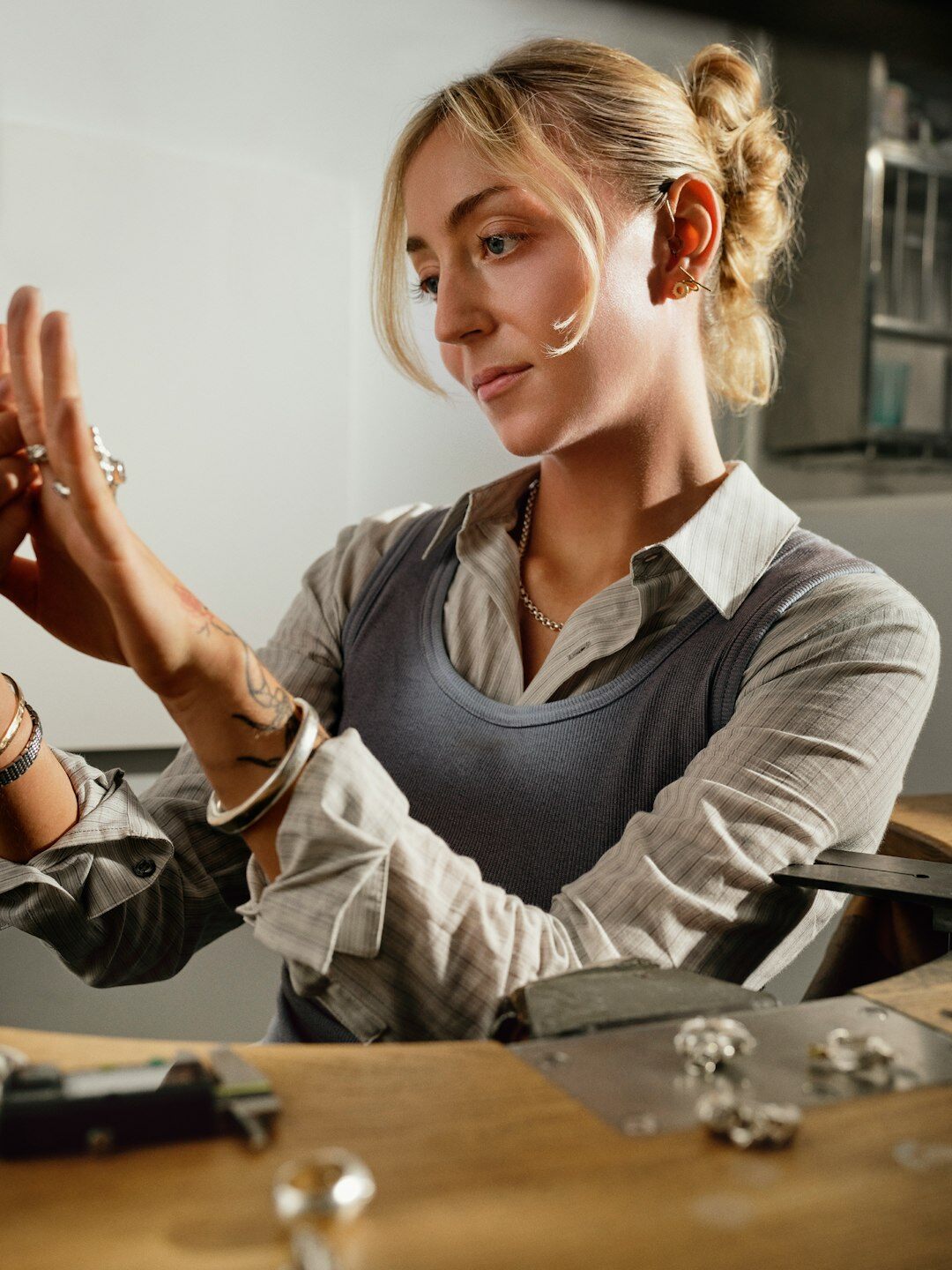 confident woman in workshop